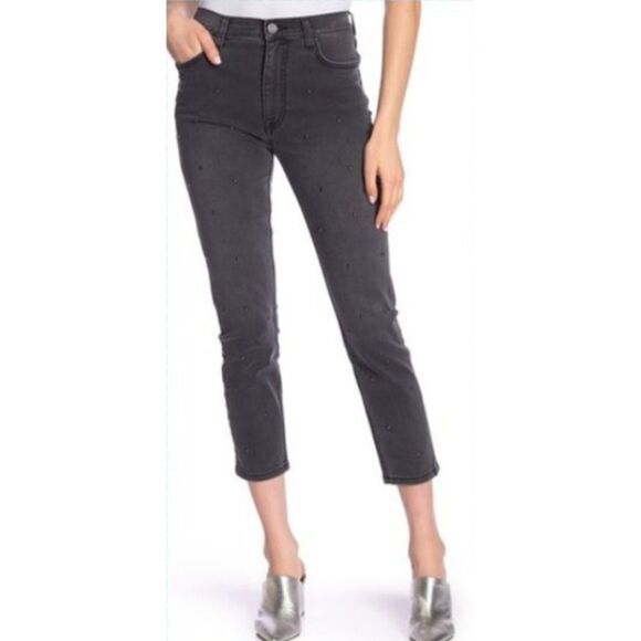 Joie Washed Onyx Pereh Jeans Women's 27 Faded Black Cotton Straight Studded RTR - Picture 1 of 10